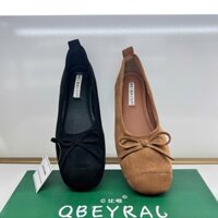 Giày búp bê nữ da lộn mũi vuông 6638-59 fulbox - HACHI SHOES