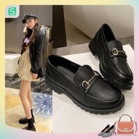 Giầy búp bê nữ da mềm quai xích đôn đế cao 4cm, giày nữ đi học ULZZANG SHOES phong cách hàn quốc
