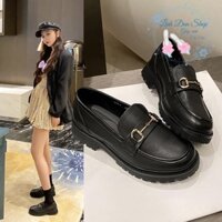 Giầy búp bê nữ da mềm quai xích đôn đế cao 4cm, giày nữ đi học ULZZANG SHOES phong cách hàn quốc