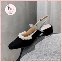 Giày búp bê nữ đế cao đính ngọc cài quai kiểu dáng tiểu thư xinh xắn