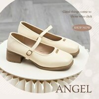 Giày Búp Bê Nữ Đế Cao, Giày Nữ Quai Vắt Mũi Vuông Gắn Tag Min Thời Trang Full Box
