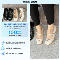 Giày Búp Bê Nữ Đế Cao Min, Giày Nữ Quai Vắt Mũi Vuông Gắn Tag Min Thời Trang Full Box