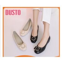 Giày búp bê nữ đế xuồng Dusto cao cấp đính đá đẹp da mềm giày đế bệt mũi tròn