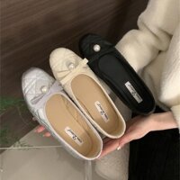 Giày búp bê nữ đính nơ da PU đế bệt mềm nhẹ phong cách thanh lịch phù hợp đi làm đi chơi công sở mẫu mới