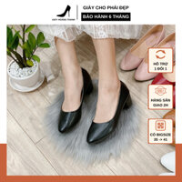 Giày Búp Bê Nữ Gót Vuông Mũi Nhọn Trơn Giày Cao Gót 3 Phân Big size Công Sở Hàn Quốc Hoàng Thanh G2