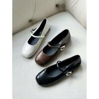 Giày búp bê nữ lolita phối nơ màu bạc chất da sin sò mẫu mới ma 339