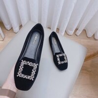 Giày búp bê nữ mặt đá vuông chất da nhung cực êm