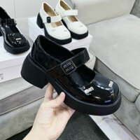 Giày búp bê nữ miu da bóng mũi tròn, lolita nữ đế cao 5cm gót vuông, giày đốc nữ miu marry jane hàng fullbox