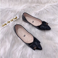 giày búp bê nữ mũi nhọn, giày bệt mềm mác đen chữ