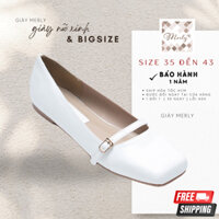 Giày Búp Bê Nữ Quai Ngang Phong Cách Hàn Big Size 40 41 42 [ Merly 1473 ] Giày Bệt Mũi Vuông, Giày Mary Jane, Giày Bít