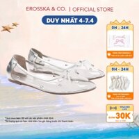 Giày búp bê nữ trong suốt đính đá mũi nhọn kiểu dáng đơn giản cao 1cm màu bạc - EL061