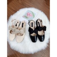 Giày búp bê phối nơ quai sau sang chảnh