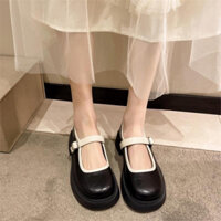 Giày Búp Bê Queenstore - Giày Mary Janes Viền Màu Phối Khóa Nữ Tính Thời Trang