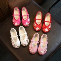 Giày búp bê vải thêu hoa phong cách Trung Quốc xinh xắn cho bé