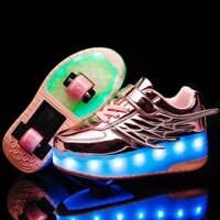 Giày cánh ròng rọc giày thể thao hai bánh Heelys giày trượt patin cha mẹ và con cái sạc LED giày bé gái size 28-40 giày bánh xe