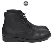 Giày cao cổ nam da bò sáp ngựa điên cao cấp bụi bặm Captain Boots Mad BLACK
