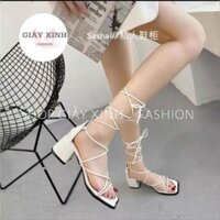 Giày cao gó chiến binh dây quấn có hậu gót vuông 5 phân Mã S012