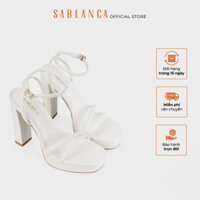 Giày cao gót 12cm đế đúp quai mảnh đan ngang Margot Spool Heels SABLANCA SN0174