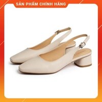 Giày cao gót 3cm SLINGBACK mũi nhọn gót vuông màu đen kem - HL013