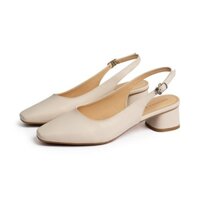 Giày cao gót 3cm SLINGBACK mũi nhọn gót vuông màu đen kem - HL013 c35  ' ,