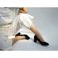 Giày cao gót 5 phân & 3 phân mũi tròn đế vuông chất liệu xi nỉ cao cấp êm mềm kiểu dáng công sở _ A029XL