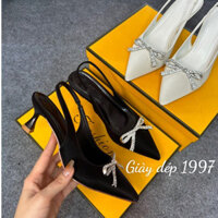 Giày cao gót 5 phân mũi nhọn đính nơ  chất tuyết nhung ( TA16 )