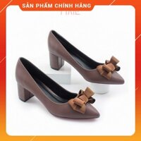 Giày Cao Gót 5cm Đế Vuông Mũi Nhọn Nơ Ấu Pixie P284