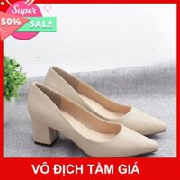 Giày Cao Gót 5cm Đế Vuông Trơn Basic 4075