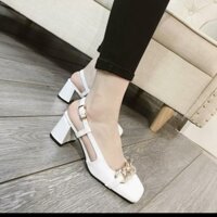 Giày cao gót 6cm bít mũi vuông khóa xích - BM20