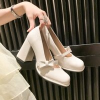 Giày Cao Gót 7 Phân Nữ Nơ Cạnh Chất Da Mềm Chuẩn Phom