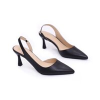 Giày Cao Gót 7cm Khoét Eo Hậu Thun Mũi Nhọn Màu Đen Pixie X683 (Store 5703)
