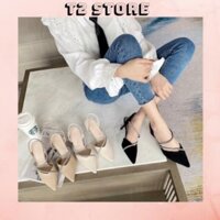 Giày Cao Gót 7p Màu Đen Sang Chảnh Chính Hãng Sandal Quỳnh Shoes Công Sở Cao Gót Cao Cấp Mũi Nhọn - Giày Cao Gót