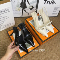 Giày cao gót 7p phối nơ da bóng mềm mũi nhọn hàng cao cấp  ( TT09 )