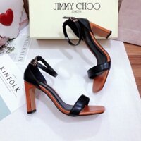 Giày cao gót 9 phân 2 màu bản ngang gót dẹp bò LT (SD044)