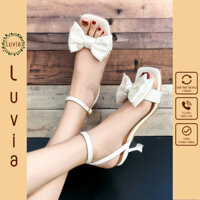 Giày cao gót 9 phân sandal quai ngang thắt nơ gót loe Luvia 48CG