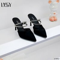 Giày cao gót 9cm mũi nhọn quai đính đá gót nhọn LASSY Shoes - LC0132