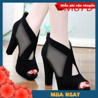 Giày Cao Gót 9p Phối Lưới Dây Đan Chéo - Còn hàng , '
