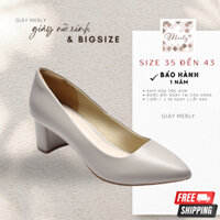 Giày Cao Gót Big Size 35-42, Giày Cao Gót Đế Vuông, Giày Mũi Nhọn, Giày Cao Gót 5 Phân Merly1270