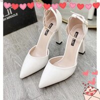 Giày Cao Gót BIGSIZE Nữ MNC72 Đế Vuông 7P hai màu đen, kem sang trọng thanh lịch