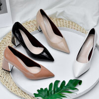 Giày cao gót bít mũi 5 phân mũi nhọn gót vuông Annmodels_A026GSAK45F