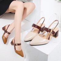 Giày cao gót bịt mũi hở gót khoá C cao 7p