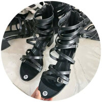 Giày Cao Gót Chiến Binh Mũi Tròn Phối Khoá Nhỏ,Dây Kéo Sau Gót Phong Cách- Gót vuông cao 4cm Bigsize 35-43