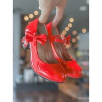 Giày cao gót cho bé gái, giày công chúa nhỏ màu đỏ, giày da cho trẻ em, giày biểu diễn cho bé gái, giày công chúa cho trẻ em