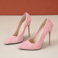 Giày cao gót cho bé gái, gót mỏng, phong cách Hàn Quốc ngọt ngào mùa xuân và mùa thu, màu giả kim cương, mũi nhọn, miệng nông, phong cách Pháp, kích thước lớn