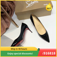 Giày cao gót Christian Louboutin da thật màu đen kiểu dáng cổ điển 6/8/10cm nền đỏ thời trang sexy giày nữ A3DK