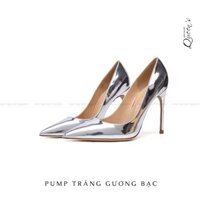 Giày Cao Gót Cổ Điển Màu Nhũ Bạc Sang Trọng Cho Nữ Dự Tiệc Cưới, Giày Thời Trang Hàng Hiệu Cao Cấp 9-11 Phân