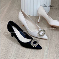 Giày cao gót công sở Shu Store gót nhọn da nhám khóa tròn cao 7cm siêu hot cho nàng