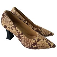 Giày Cao Gót Da Bò Dập Vân Da Trăn BIGBEN Cao 5 Phân GCG124