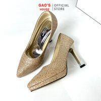 Giày Cao Gót Da Mềm Mũi Nhọn Thời Trang 12cm Hoạ Tiết Ánh Kim, Giày Cao Gót Công Sở Cao Cấp Basic Dễ Phối Đồ G001