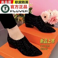 Giày Cao Gót Da Thật Phối Lưới Thoáng Khí Đính Đá Thời Trang Mùa Hè 2023